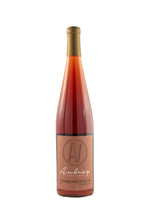 A bottle of Aubrey Vineyards 2017 Chambourcin Rosé on a white background.