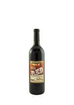 A bottle of Aubrey VIneyards 2017 Trail Rider Red on a white background.